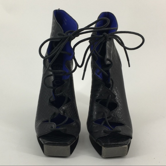 JEFFREY CAMPBELL Lace-up Peep-toe Booties Size 8 - Picture 2 of 8